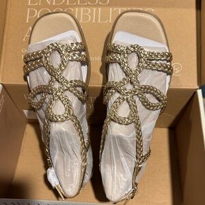 Life Stride Gold Braided Sandals